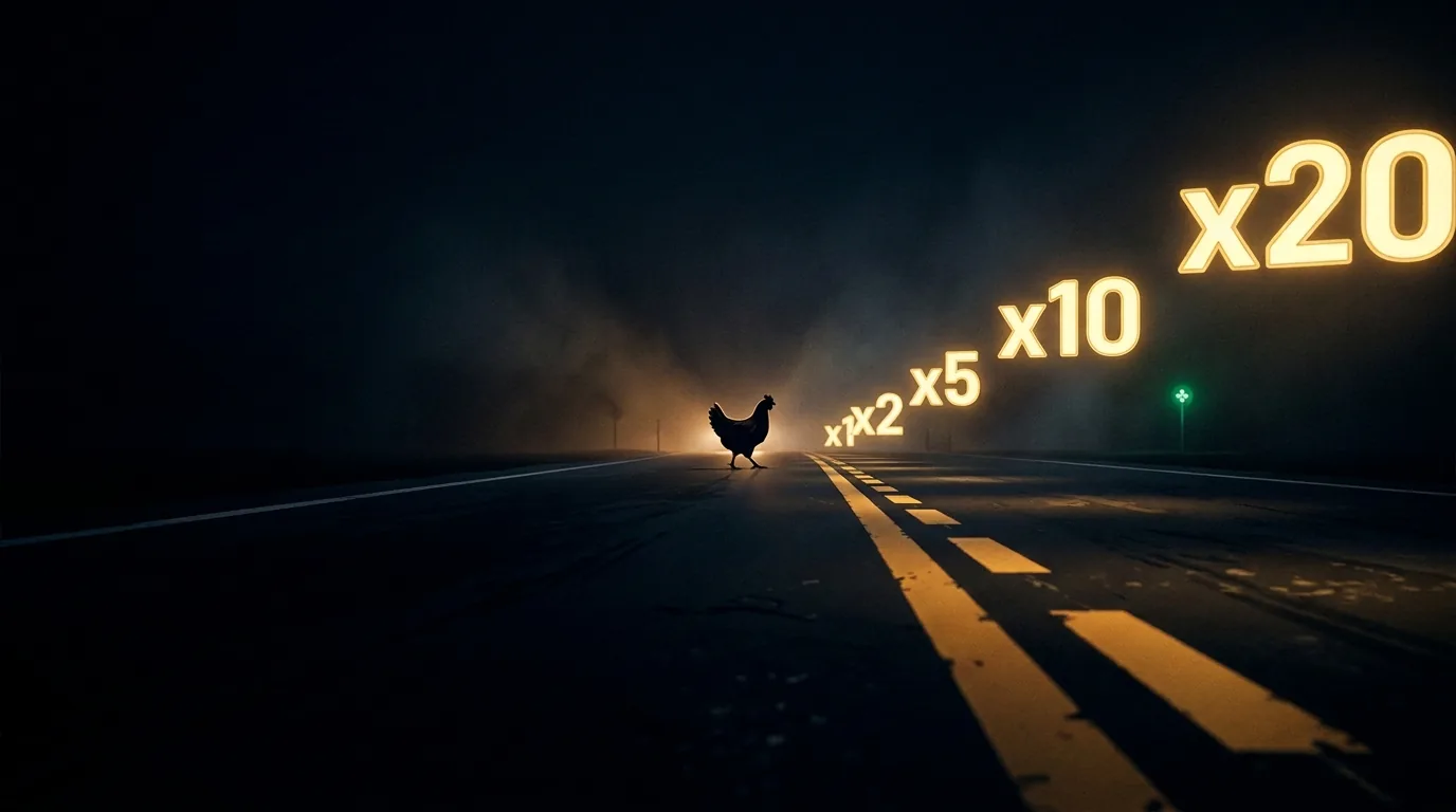 Route de nuit illustrant des multiplicateurs de jeu croissants